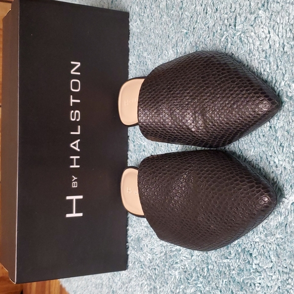 H by Halston Shoes - Black snakeskin mules